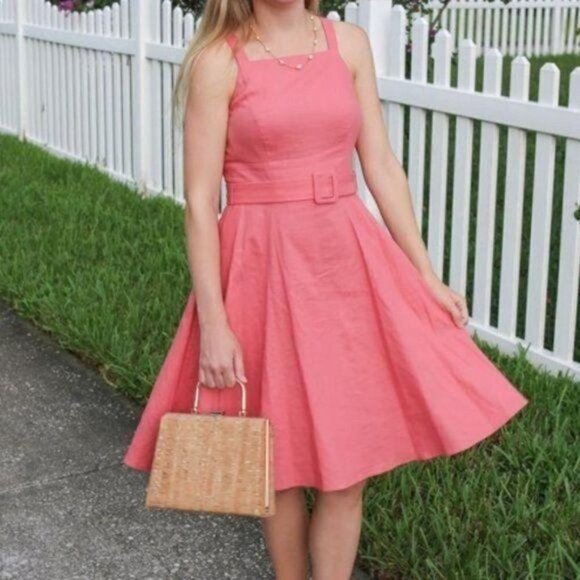 NWT Gal Meets Glam Ruth Fit & Flare Linen Dress 8P - Picture 1 of 10